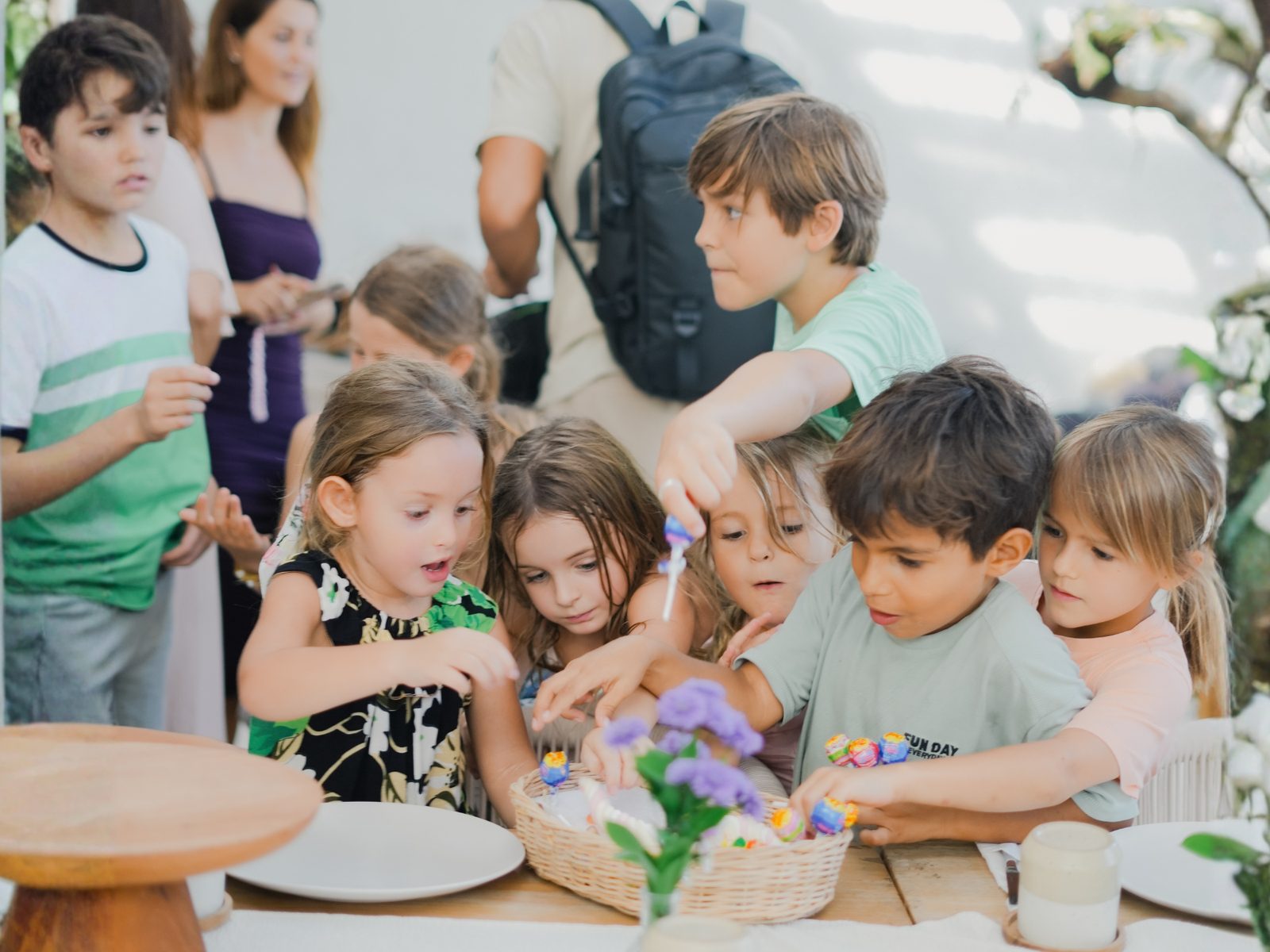 Children around a birthday cake